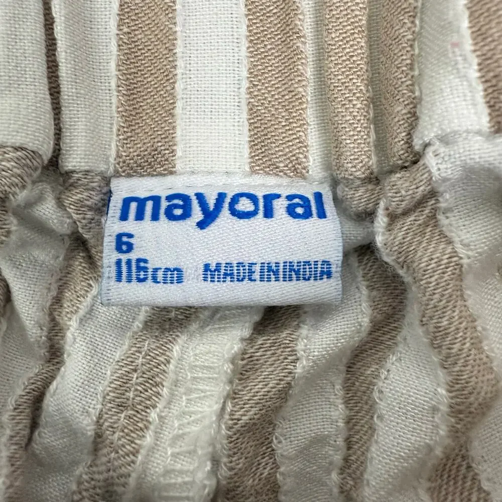 Mayoral Girls Striped Crop Top and Culottes Set - Sleeveless, Ruffle Trim Size 6
